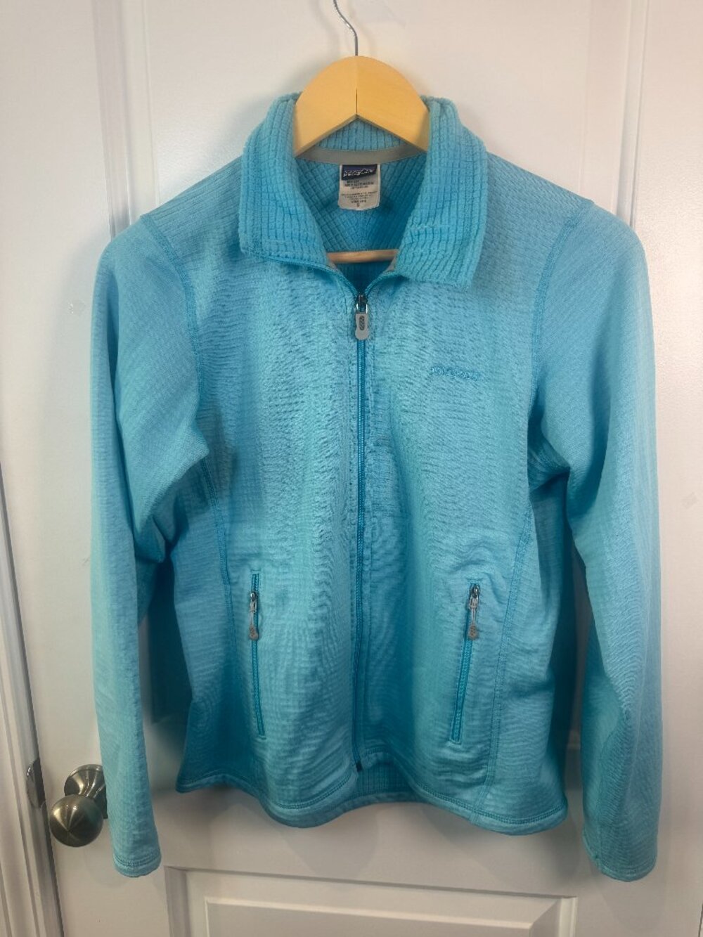 Patagonia R2 Regulator Grid Fleece Full Zip Jacket Light Blue Turquoise Small